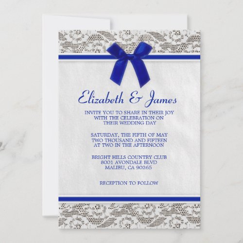 Navy Blue Country Lace Wedding Invitations