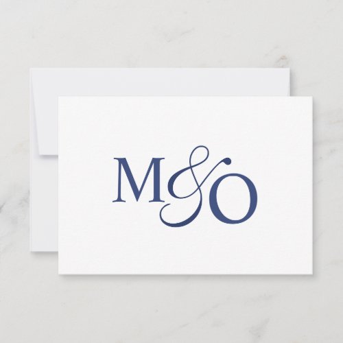 Navy Blue Couple Ampersand Monogram Note Card