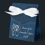 Navy Blue Couple Wedding Favor Thank You Favor Boxes<br><div class="desc">Personalized elegant blue navy chalkboard with a image of sweet new weddings. 
White ribbon decorates the thank you favor - gift</div>