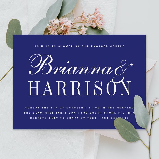Navy Blue Couples Names Wedding Shower Invitation (Creator Uploaded)