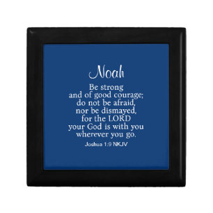 Navy Blue Courage Bible Verse Custom Name Simple Gift Box
