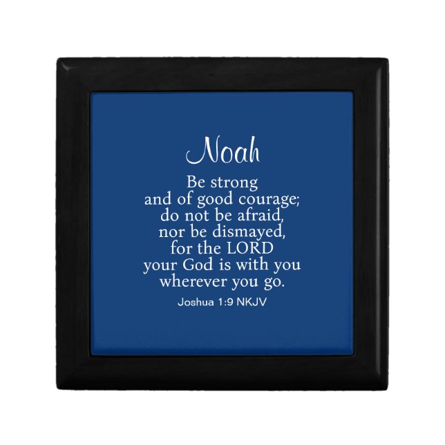 Navy Blue Courage Bible Verse Custom Name Simple Gift Box (Front)