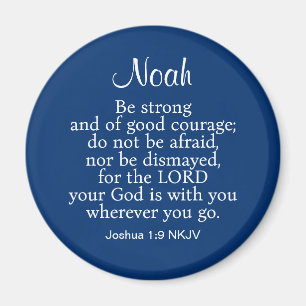Navy Blue Courage Bible Verse Custom Name Simple Magnet