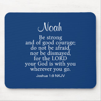 Navy Blue Courage Bible Verse Custom Name Simple Mouse Pad