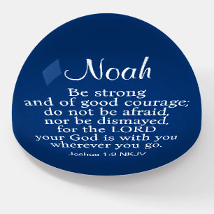 Navy Blue Courage Bible Verse Custom Name Simple Paperweight