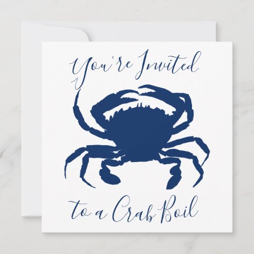 Navy Blue Crab Boil Birthday Invitation