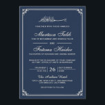 Navy Blue Cream Border Muslim Wedding Invitation<br><div class="desc">Invite your guests with this traditional Islamic style wedding invitation featuring an elegant border with 'Bismillah' in Arabic calligraphy. Simply add your event details on this easy-to-use template to make it a one-of-a-kind invitation.</div>