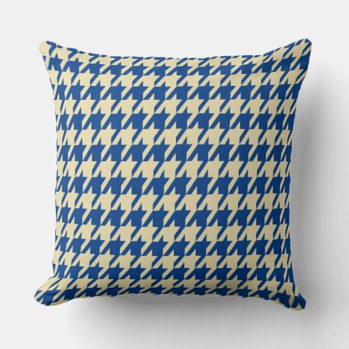 Navy_Blue  Cream Houndstooth Large Tiles Throw Pillow