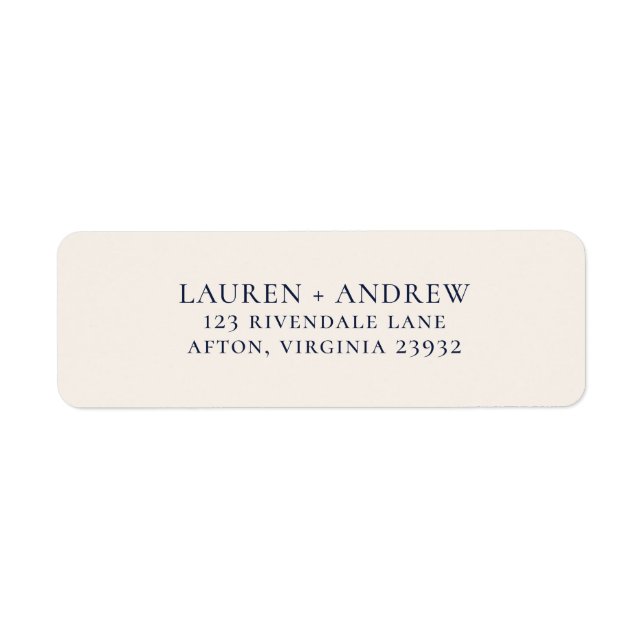 Navy Blue & Cream Minimalist Return Address Label (Front)