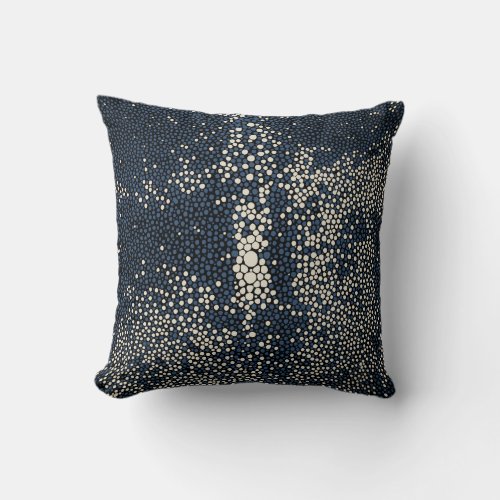 Navy Blue  Cream Shagreen Throw Pillow