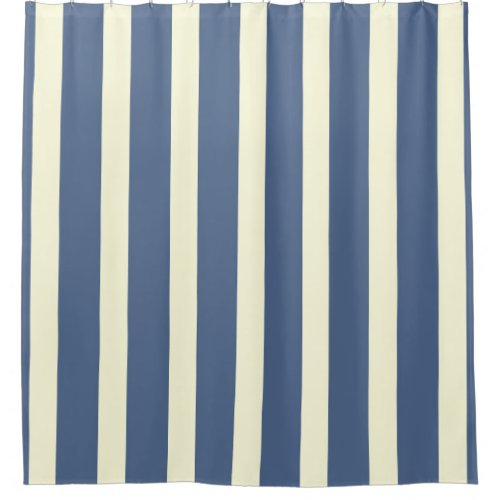 Navy blue cream stripes shower curtain