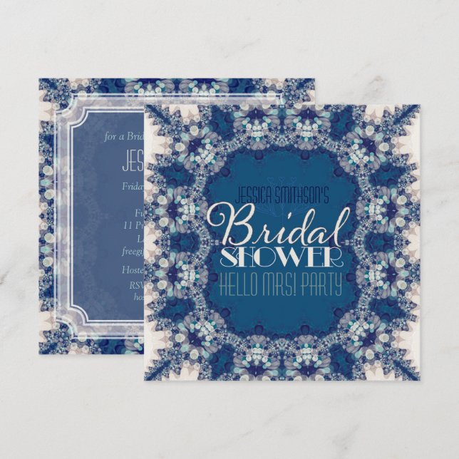 Navy Blue + Creme Delight Bridal Shower Invitation (Front/Back)