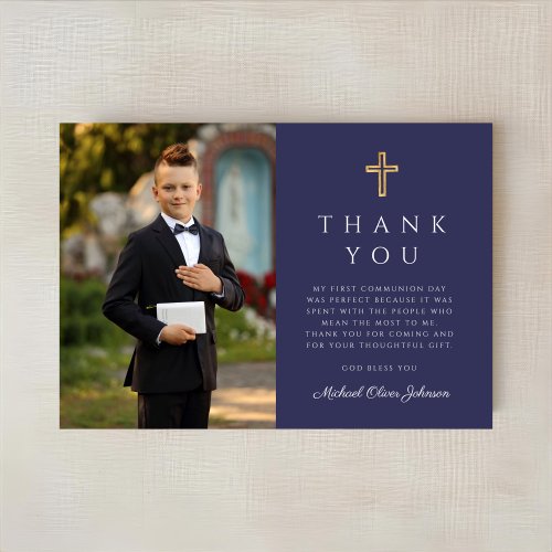 Navy Blue Cross Boy Photo First Communion 