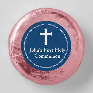 Navy Blue Cross Religious Personalized Favor, Dipped Oreo Cookie Favors