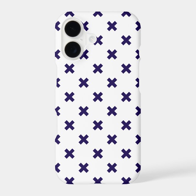 Navy blue cross stitches on white Case-Mate iPhone case (Back)