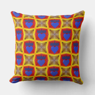 Navy Blue Crown and Heart Throw Pillow