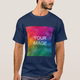 Navy Blue Custom Add Image Logo Personalized T-Shirt