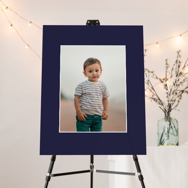 Navy Blue Custom Bar Mitzvah Sign In Foam Board (In Situ (Stand))