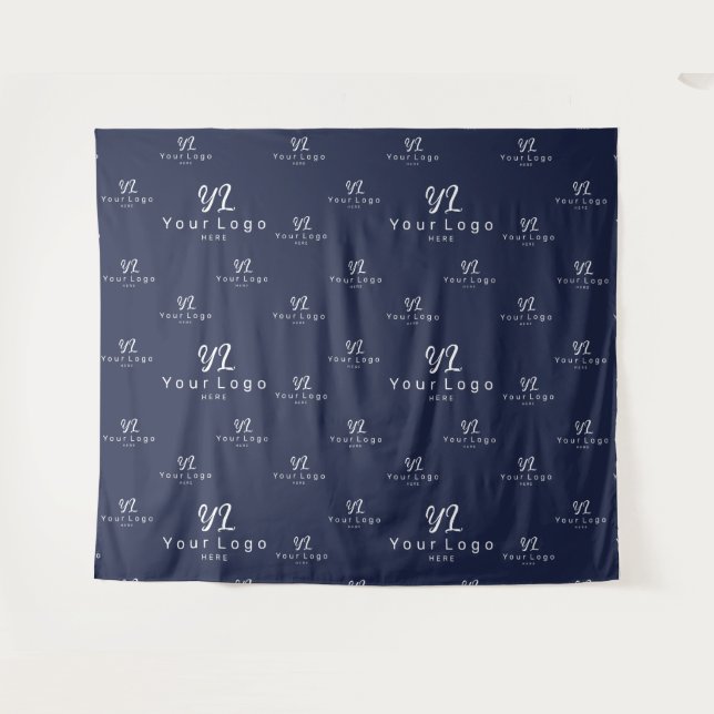 Navy blue Custom Business Logo Backdrop Trade show (Front (Horizontal))