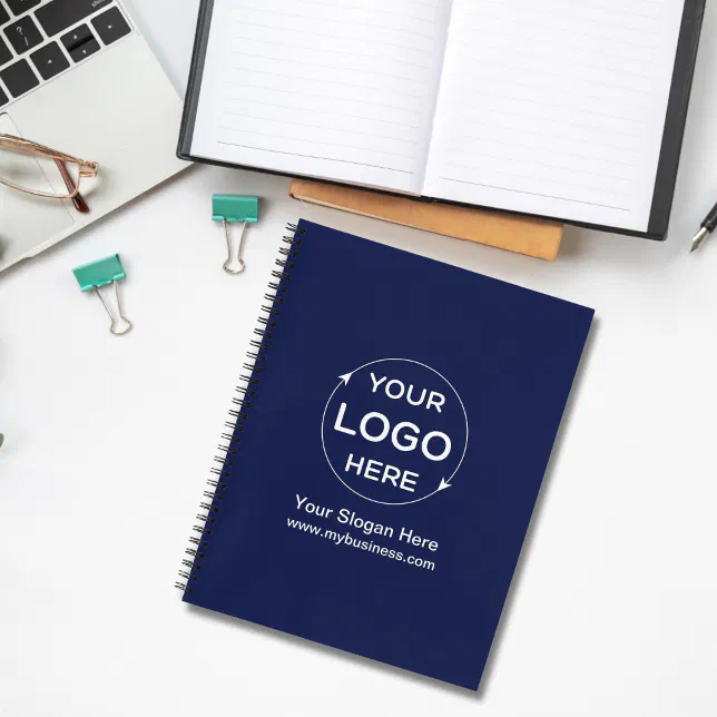 Navy Blue Custom Business Logo Notebook | Zazzle