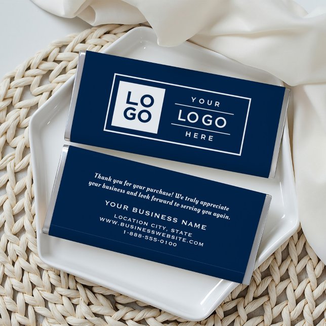 Navy Blue Custom Business Logo Promo Hershey Bar Favors (Creator Uploaded)