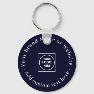 Navy Blue Custom Business Logo Website Promo Keychain