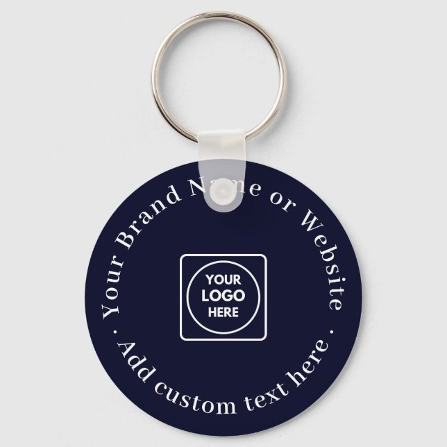 Navy Blue | Custom Business Logo Website Promo Keychain (Front)