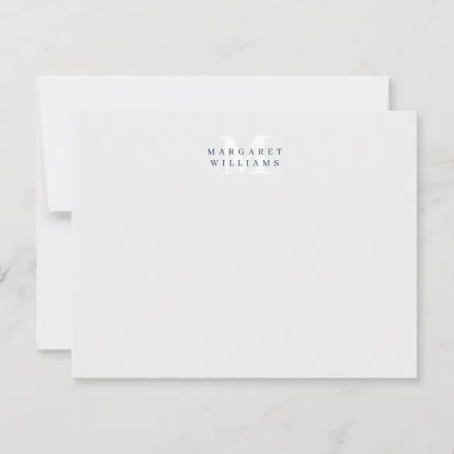 Navy Blue Custom Colored Monogram Name Note Card | Zazzle