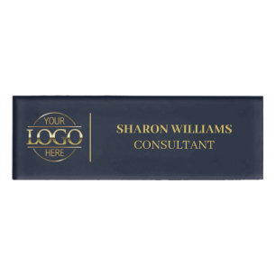 Navy Blue Custom Company Logo Employee Staff Name Tag