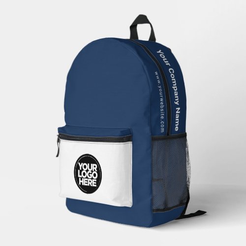 Navy Blue  Custom Company Name Logo Website  Printed Backpack