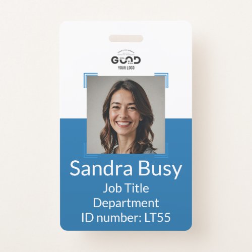 Navy Blue Custom Employee Photo ID Badge  Company