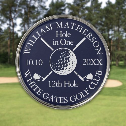 Navy Blue Custom Hole in One Golf Ball Clubs Golf Ball Marker