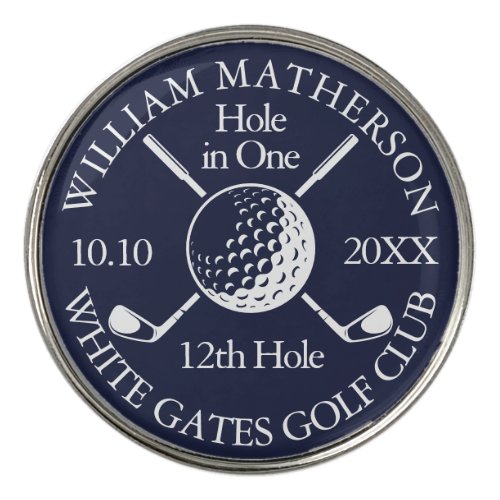 Navy Blue Custom Hole in One Golf Ball Clubs Golf Ball Marker