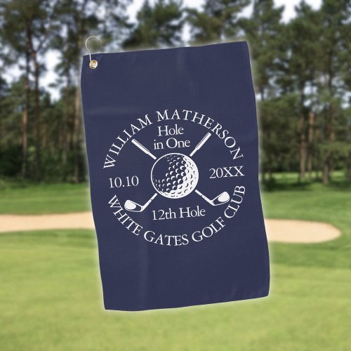 Navy Blue Custom Hole in One Golf Ball Clubs  Golf Towel