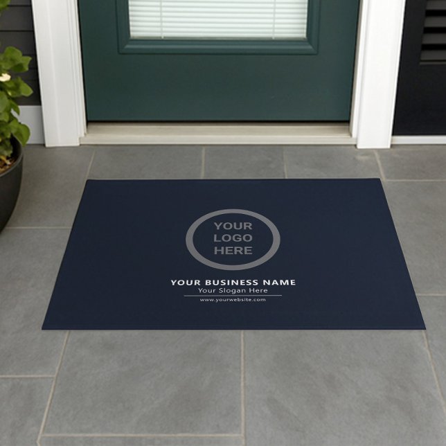 Navy Blue Custom Logo Branded Business Promotional Doormat (Creator Uploaded)