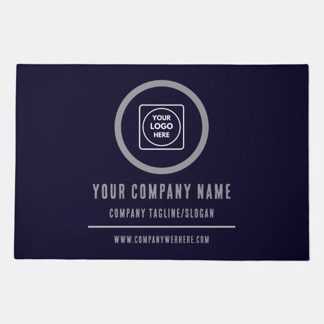 Navy Blue Custom Logo Business doormat (Front)