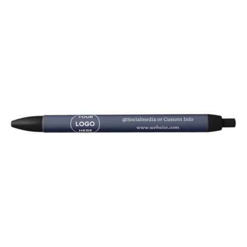 Navy Blue Custom Logo Modern Minimalist Business Black Ink Pen