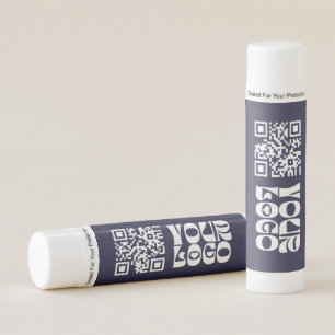 Navy Blue Custom Logo QR Code Promotional Business Lip Balm