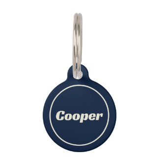Navy blue custom name and phone number dog pet ID tag