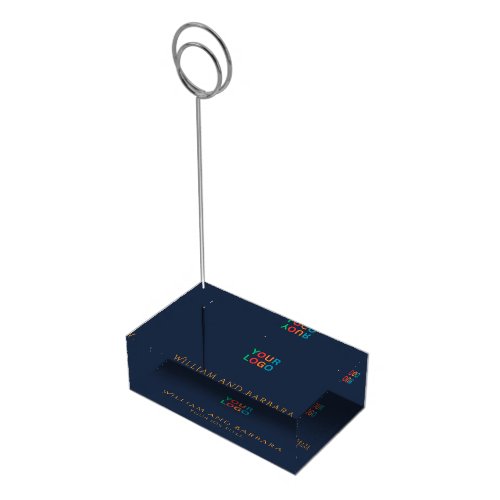 Navy Blue Custom Name & Logo Place Card Holder