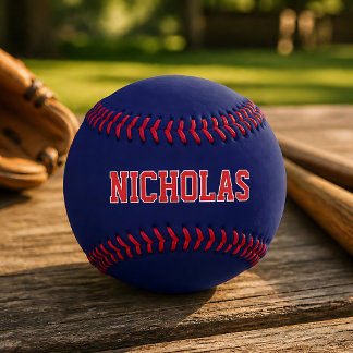 Navy Blue Custom Name or Text Baseball