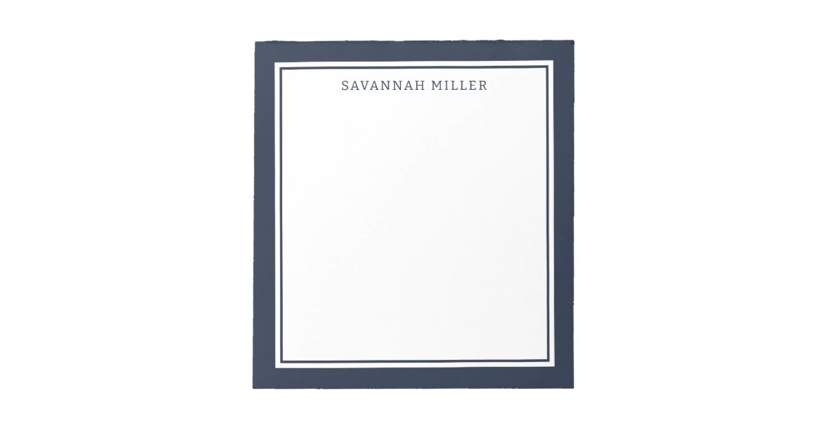 Navy Blue Custom Name Writing Pad Memo Notepad | Zazzle