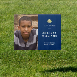 Navy Blue Custom Photo Graduation Sign