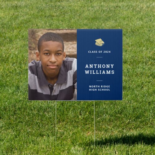 Navy Blue Custom Photo Graduation Sign