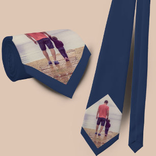 Navy Blue Custom Photo Neck Tie
