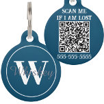 Navy Blue Custom QR Code and Monogram Pet Name Pet ID Tag<br><div class="desc">Ensure your pet’s safety and style with our "Custom QR Code and Monogram Pet Name Pet ID Tag." This uniquely designed tag features your pet’s name with a customizable monogram and a QR code that provides instant access to your contact details and your pet's vital information. Perfect for dogs, cats,...</div>