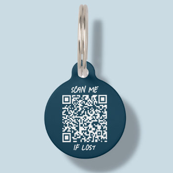 Navy Blue Custom Qr Code | Scan Pet Id Tag by PeonyDesigns at Zazzle