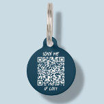 Navy Blue Custom QR Code | Scan Pet ID Tag<br><div class="desc">Customizable navy blue QR code pet ID tag. This pet tag features a scannable QR code that enables anyone with a smartphone to access important information about your pet. You can easily generate a brand new QR code on the design via the "personalize this template " feature. Just add the...</div>