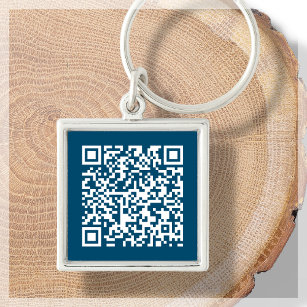 Navy Blue   Custom QR Code Scannable Keychain