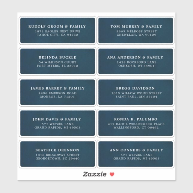Navy Blue Custom Wedding Guest Address Sticker (Sheet)
